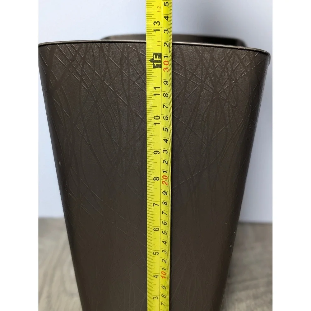 Hefty Decorative Willow Textured Plastic Wastebasket TrashCan Bronze/Brown 3.5gl